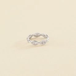 Bague Fine ETREINTE - Cristal / Argenté