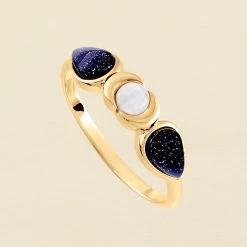 Bague Fine CREPUSCULE - Bleu / Doré