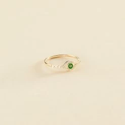 Bague Fine LUCKY EYE - Vert / Doré