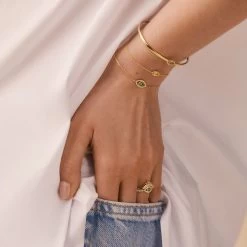 Bague Fine LUCKY EYE - Vert / Doré 5 Bague Fine LUCKY EYE - Vert / Doré -Montres Magasin 02290027 658 58 M2