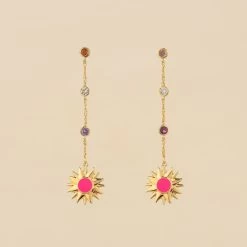 Boucles D'oreilles Pendantes RODEO - Multicolore / Doré