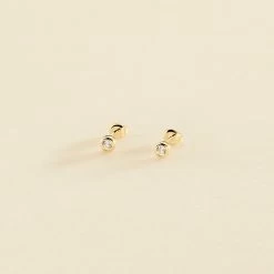 Boucles D'oreilles Puces BRILLANT - Cristal / Doré