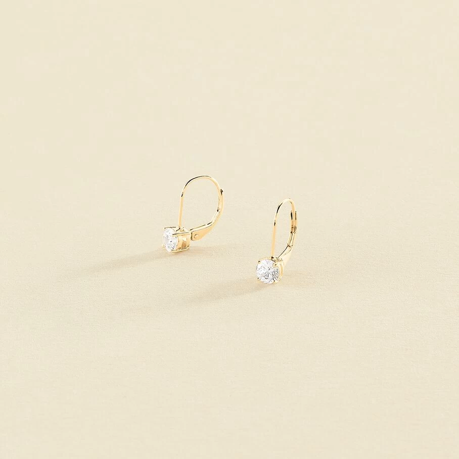 Boucles D'oreilles Pendantes SOL - Cristal / Doré 1 Boucles D'oreilles Pendantes SOL - Cristal / Doré