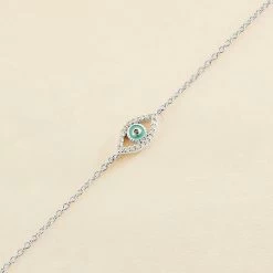 Bracelet Souple LUCKY EYE - Turquoise / Argenté