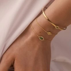 Bracelet Souple LUCKY EYE - Vert / Doré -Montres Magasin 02490085 658 TU M2