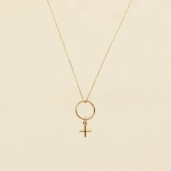 Collier Mi-long FEMME - Cristal / Doré