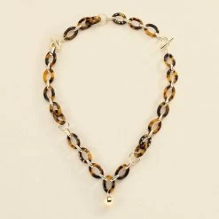 Collier Mi-long BOUCLE - Ecaille / Doré