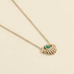 Collier Mi-long LUCKY EYE - Vert / Doré