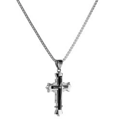 Fort Tempus Collier à Croix Chrétienne Rivetée Noire -Montres Magasin 16 2 copy 11