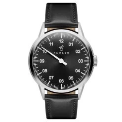 Fawler Paz | Montre Habillée Noire à Une Seule Aiguille En Acier Inoxydable