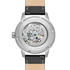 Seizmont Dante II | Montre Squelette En Acier Inoxydable Noir Et Argenté Avec Bracelet En Cuir -Montres Magasin 28259 3