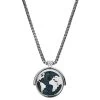 Arkai Atlas | Collier En Acier Inoxydable Argenté à Pendentif Rotatif Mappemonde En Azurite Et Malachite