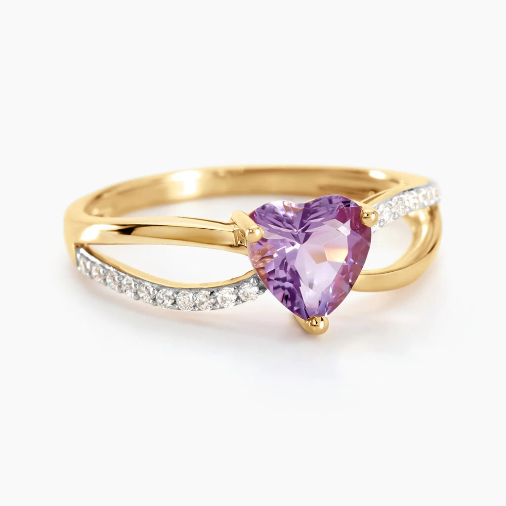 Bague Bertille Or Jaune Amethyste Et Oxyde De Zirconium 1 Bague Bertille Or Jaune Amethyste Et Oxyde De Zirconium