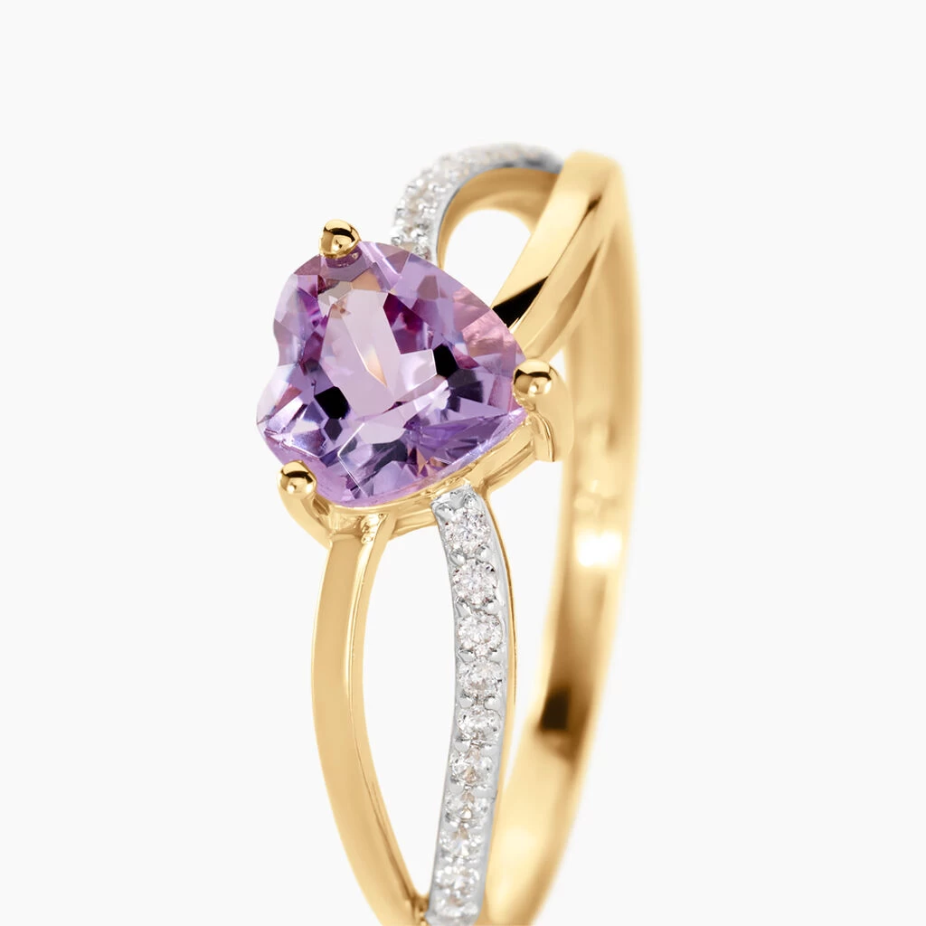 Bague Bertille Or Jaune Amethyste Et Oxyde De Zirconium 2 Bague Bertille Or Jaune Amethyste Et Oxyde De Zirconium – Image 2