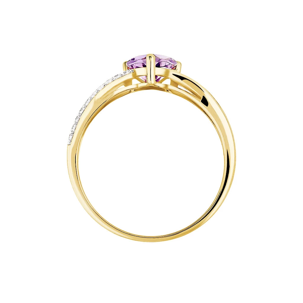 Bague Bertille Or Jaune Amethyste Et Oxyde De Zirconium 3 Bague Bertille Or Jaune Amethyste Et Oxyde De Zirconium – Image 3