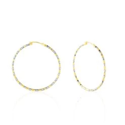 Créoles Cassi Diamantees Fil Rond Or Bicolore