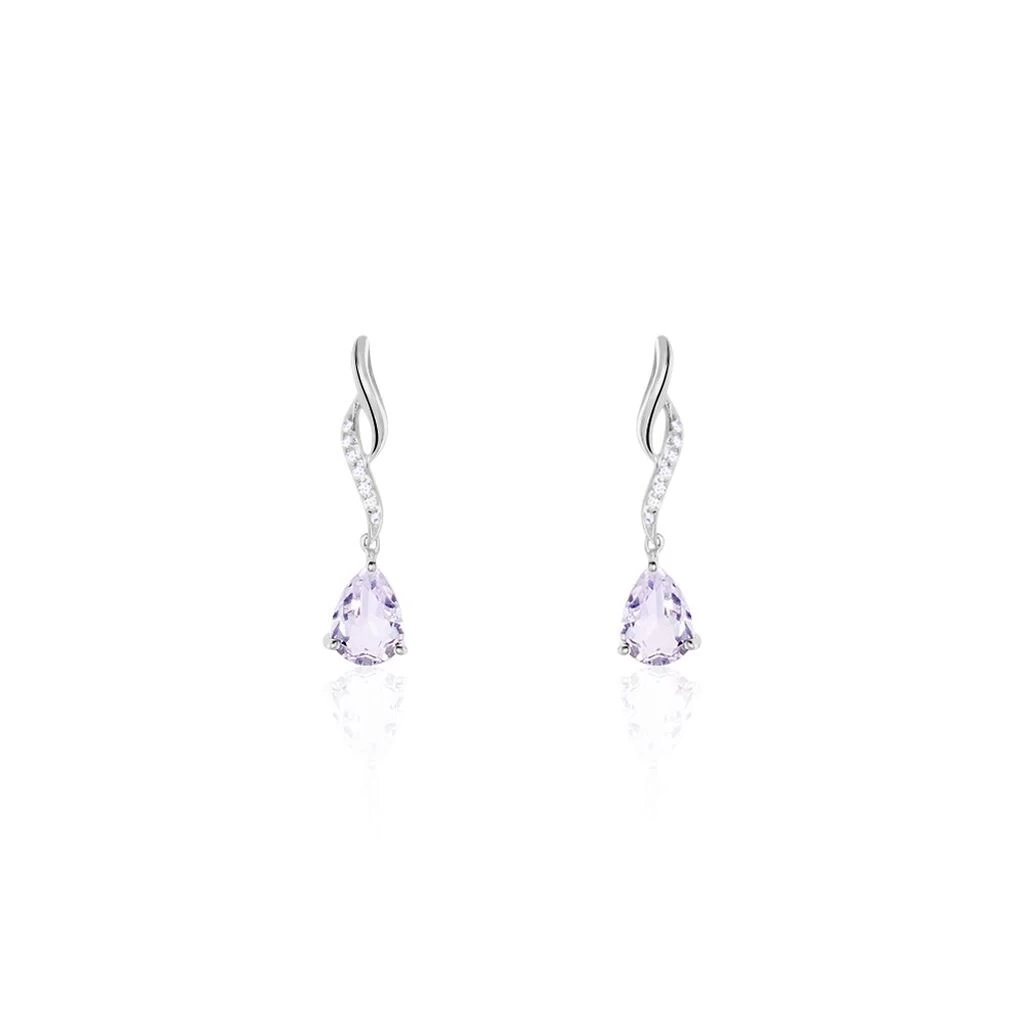Boucles D'oreilles Pendantes Assaf Or Blanc Amethyste Et Oxyde 1 Boucles D'oreilles Pendantes Assaf Or Blanc Amethyste Et Oxyde