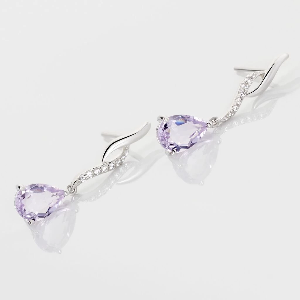 Boucles D'oreilles Pendantes Assaf Or Blanc Amethyste Et Oxyde 3 Boucles D'oreilles Pendantes Assaf Or Blanc Amethyste Et Oxyde – Image 3