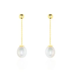 Boucles D'oreilles Pendantes Valera Or Jaune Perle De Culture