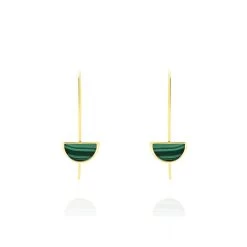 Boucles D'oreilles Pendantes Florica Or Jaune Malachite
