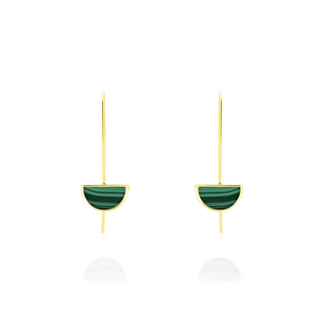 Boucles D'oreilles Pendantes Florica Or Jaune Malachite 1 Boucles D'oreilles Pendantes Florica Or Jaune Malachite