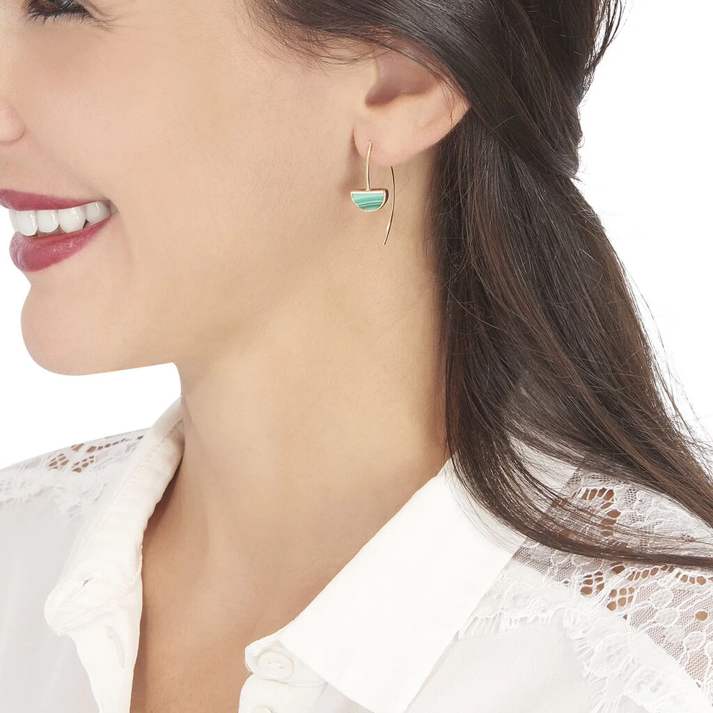 Boucles D'oreilles Pendantes Florica Or Jaune Malachite 4 Boucles D'oreilles Pendantes Florica Or Jaune Malachite – Image 4