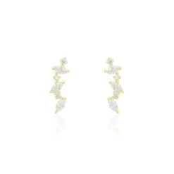 Boucles D'oreilles Puces Or Jaune Fortunella Oxydes De Zirconium