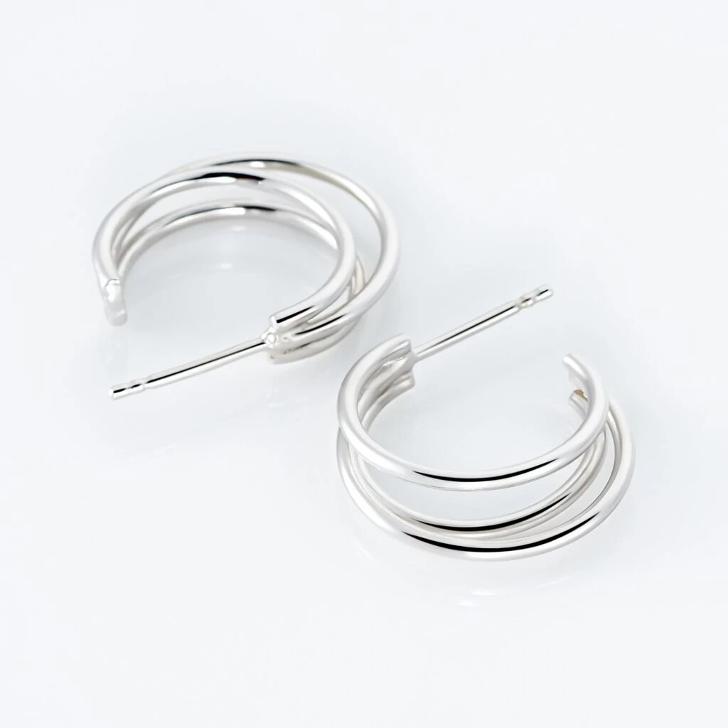 Créoles Argent Blanc Jukka 3 Créoles Argent Blanc Jukka – Image 3