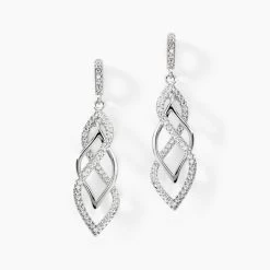 Boucles D'oreilles Pendantes Malika Argent Blanc Oxyde De Zirconium