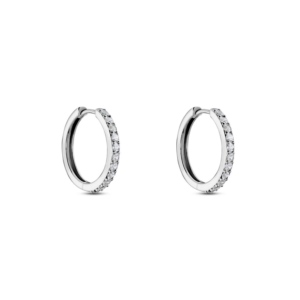 Créoles Justy Argent Blanc Oxyde De Zirconium 2 Créoles Justy Argent Blanc Oxyde De Zirconium – Image 2