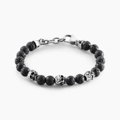 Bracelet Acier Blanc Hantz Pierre De Lave