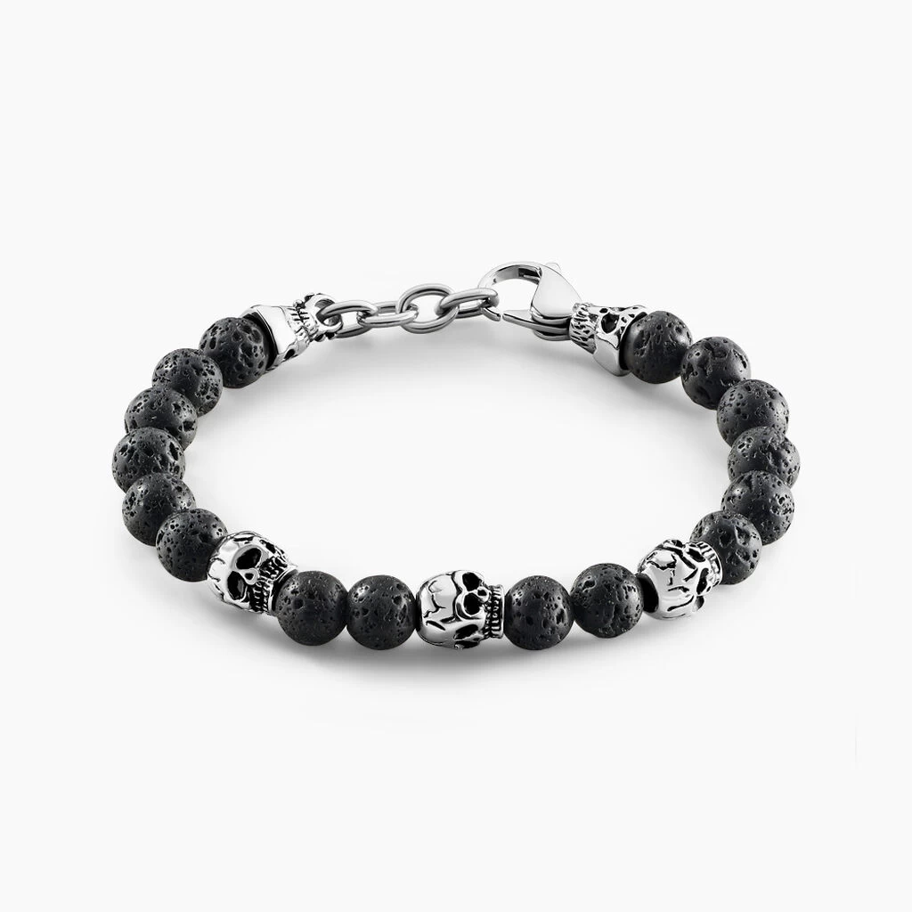 Bracelet Acier Blanc Hantz Pierre De Lave 1 Bracelet Acier Blanc Hantz Pierre De Lave