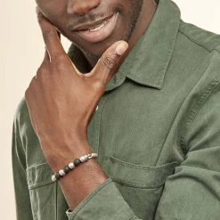 Bracelet Gulustan Acier Gris Vieilli Pierres De Lave 6 Bracelet Gulustan Acier Gris Vieilli Pierres De Lave -Montres Magasin FIBHGXN002 model0