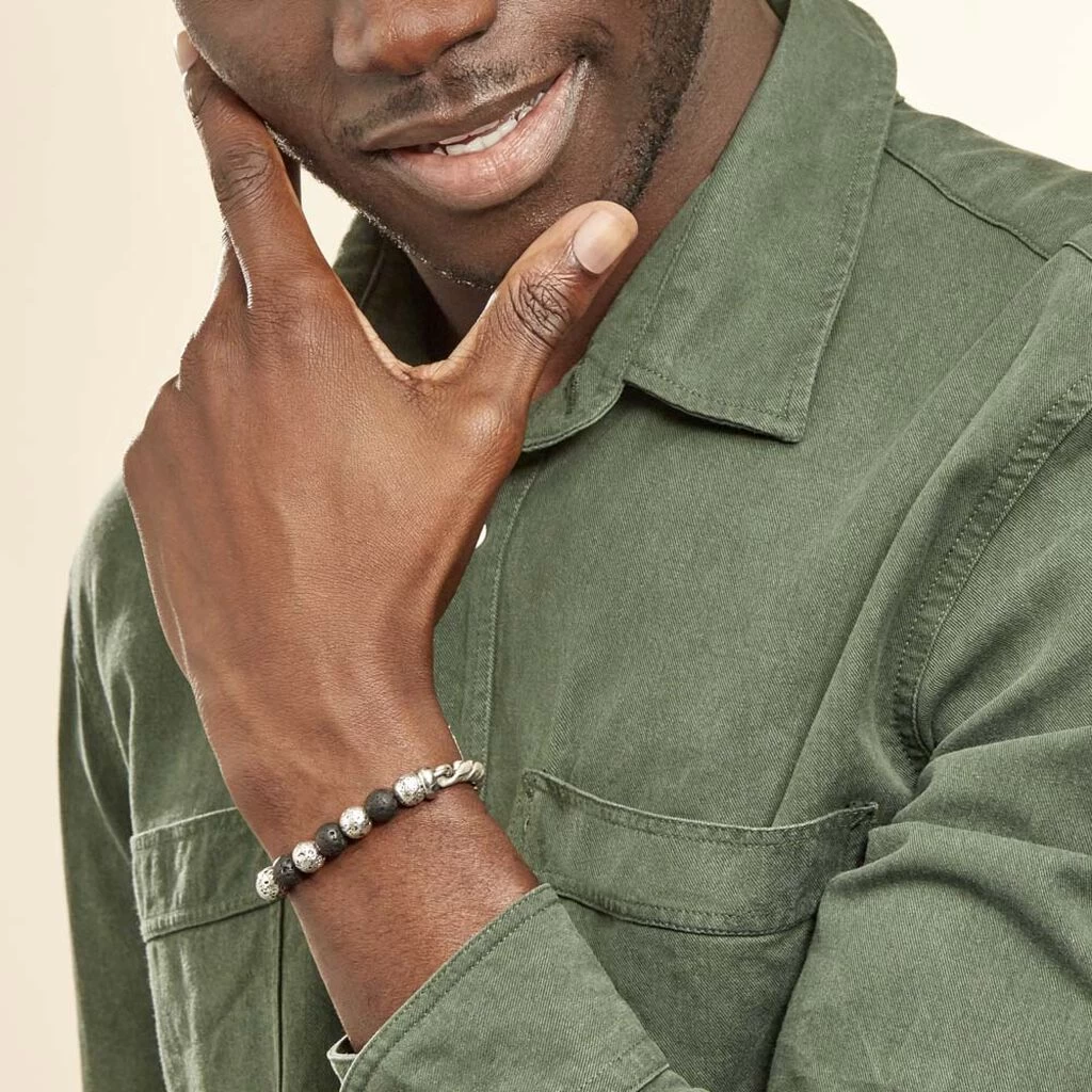 Bracelet Gulustan Acier Gris Vieilli Pierres De Lave 3 Bracelet Gulustan Acier Gris Vieilli Pierres De Lave – Image 3