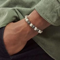 Bracelet Gulustan Acier Gris Vieilli Pierres De Lave 7 Bracelet Gulustan Acier Gris Vieilli Pierres De Lave -Montres Magasin FIBHGXN002 model1