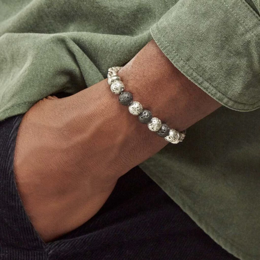 Bracelet Gulustan Acier Gris Vieilli Pierres De Lave 4 Bracelet Gulustan Acier Gris Vieilli Pierres De Lave – Image 4