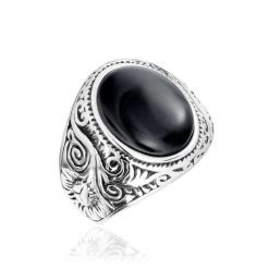 Chevalière Zayn Acier Blanc Agate