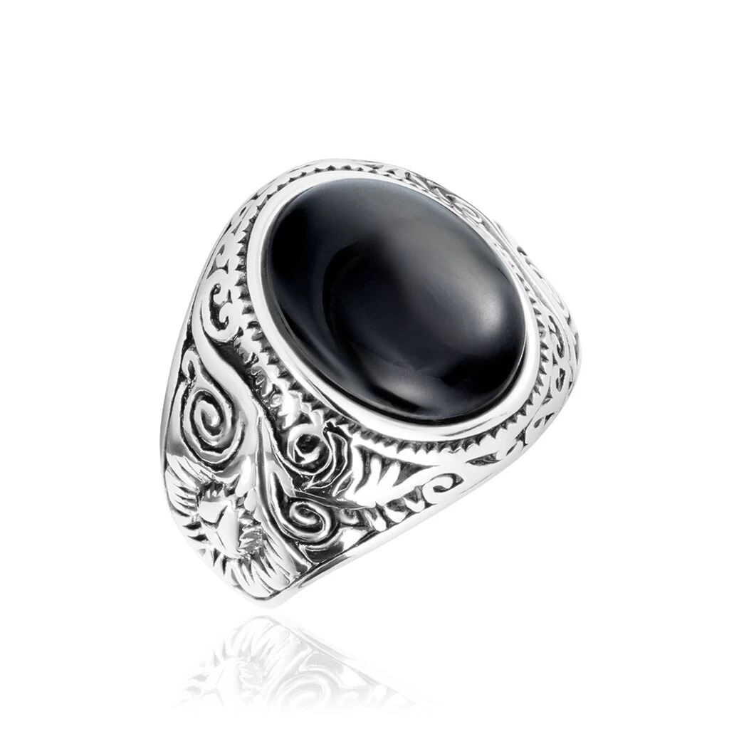 Chevalière Zayn Acier Blanc Agate 1 Chevalière Zayn Acier Blanc Agate