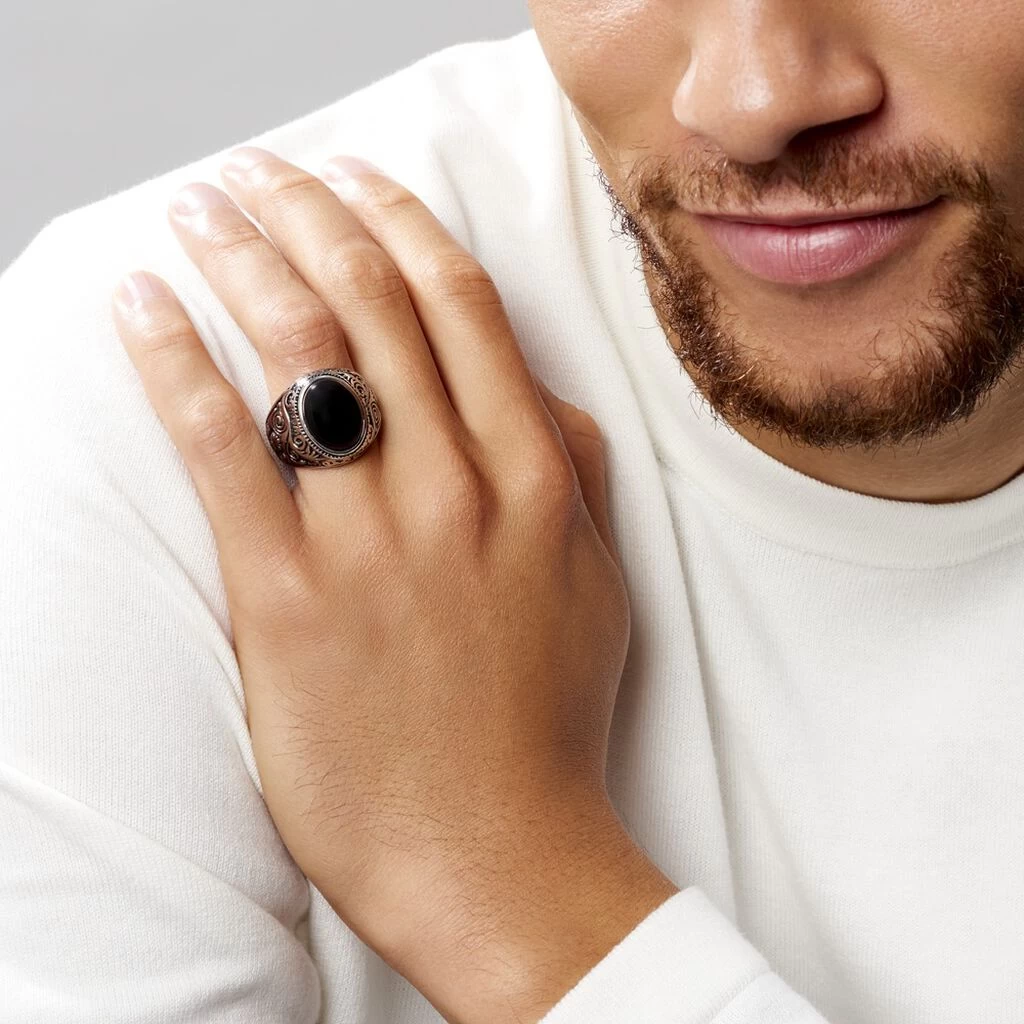 Chevalière Zayn Acier Blanc Agate 5 Chevalière Zayn Acier Blanc Agate – Image 5