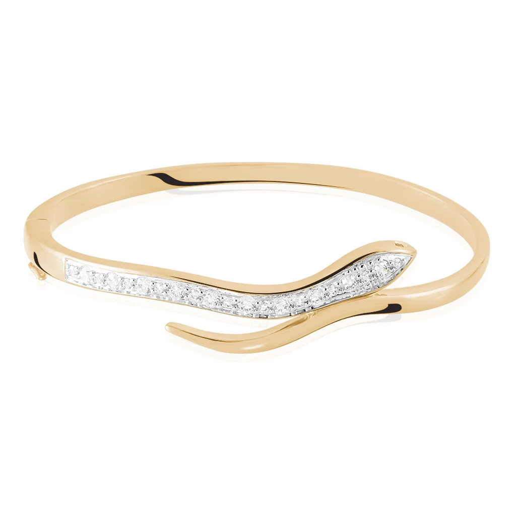 Bracelet Jonc Reyyanae Plaqué Or Jaune Oxyde De Zirconium 1 Bracelet Jonc Reyyanae Plaqué Or Jaune Oxyde De Zirconium