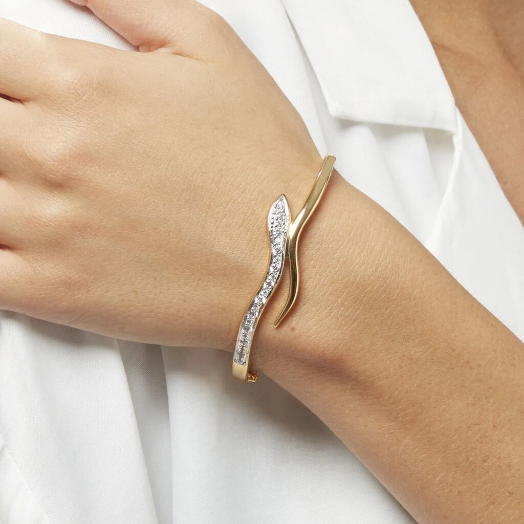 Bracelet Jonc Reyyanae Plaqué Or Jaune Oxyde De Zirconium 5 Bracelet Jonc Reyyanae Plaqué Or Jaune Oxyde De Zirconium – Image 5