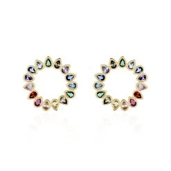 Boucles D'oreilles Pendantes Plaqué Or Jaune Ethem Pierres