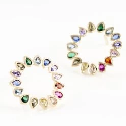 Boucles D'oreilles Pendantes Plaqué Or Jaune Ethem Pierres -Montres Magasin FQOFJX2177 view2