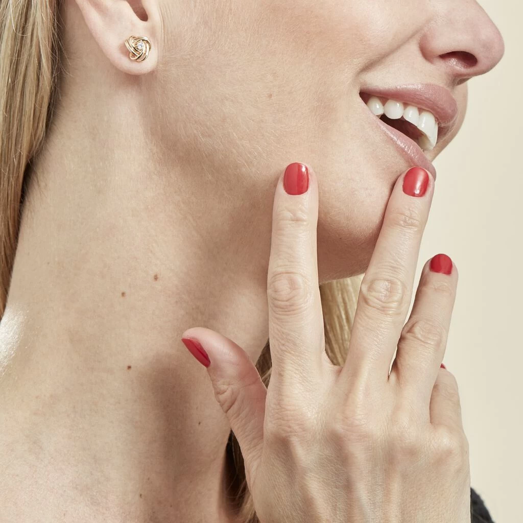 Boucles D'oreilles Puces Iwaki Plaqué Or Jaune Oxyde De Zirconium 4 Boucles D'oreilles Puces Iwaki Plaqué Or Jaune Oxyde De Zirconium – Image 4