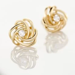 Boucles D'oreilles Puces Iwaki Plaqué Or Jaune Oxyde De Zirconium 6 Boucles D'oreilles Puces Iwaki Plaqué Or Jaune Oxyde De Zirconium -Montres Magasin FQOFJZW445 view2