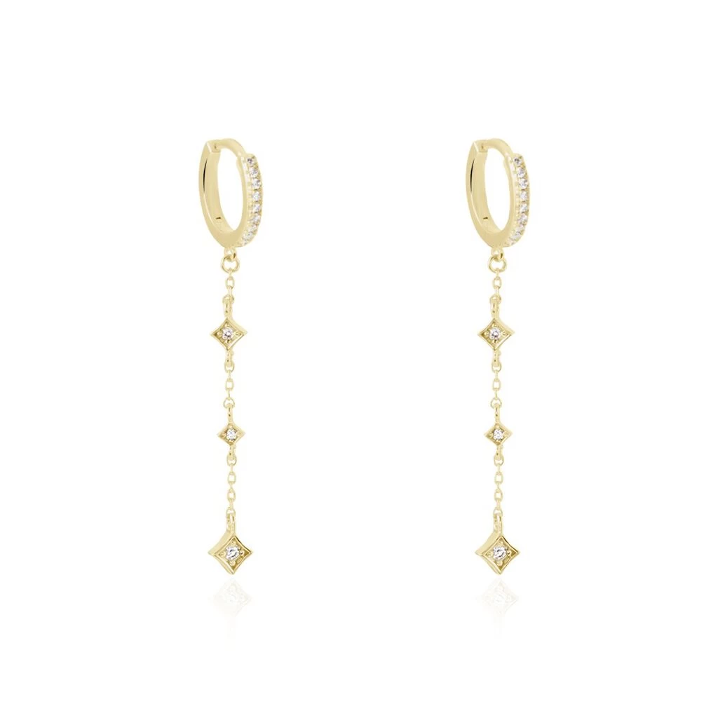 Créoles Linheave Plaqué Or Jaune Oxyde De Zirconium 1 Créoles Linheave Plaqué Or Jaune Oxyde De Zirconium