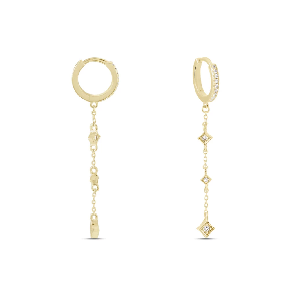 Créoles Linheave Plaqué Or Jaune Oxyde De Zirconium 2 Créoles Linheave Plaqué Or Jaune Oxyde De Zirconium – Image 2