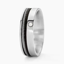 Bague Madine Acier Blanc Diamant