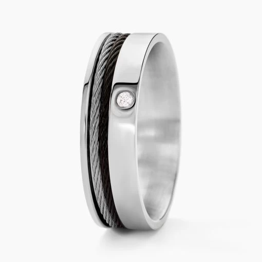 Bague Madine Acier Blanc Diamant -Montres Magasin MIDHBDW018 master