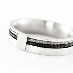 Bague Madine Acier Blanc Diamant -Montres Magasin MIDHBDW018 view3